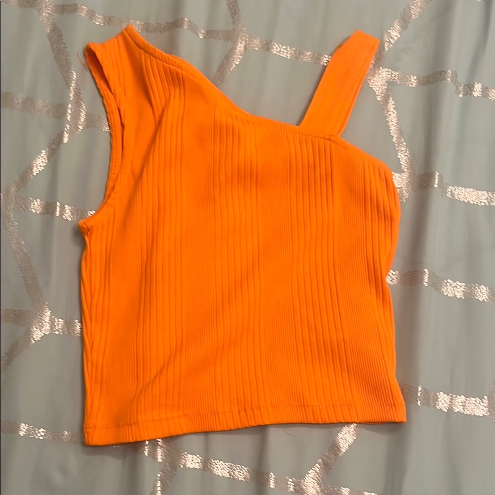 Orange Ribbed Top